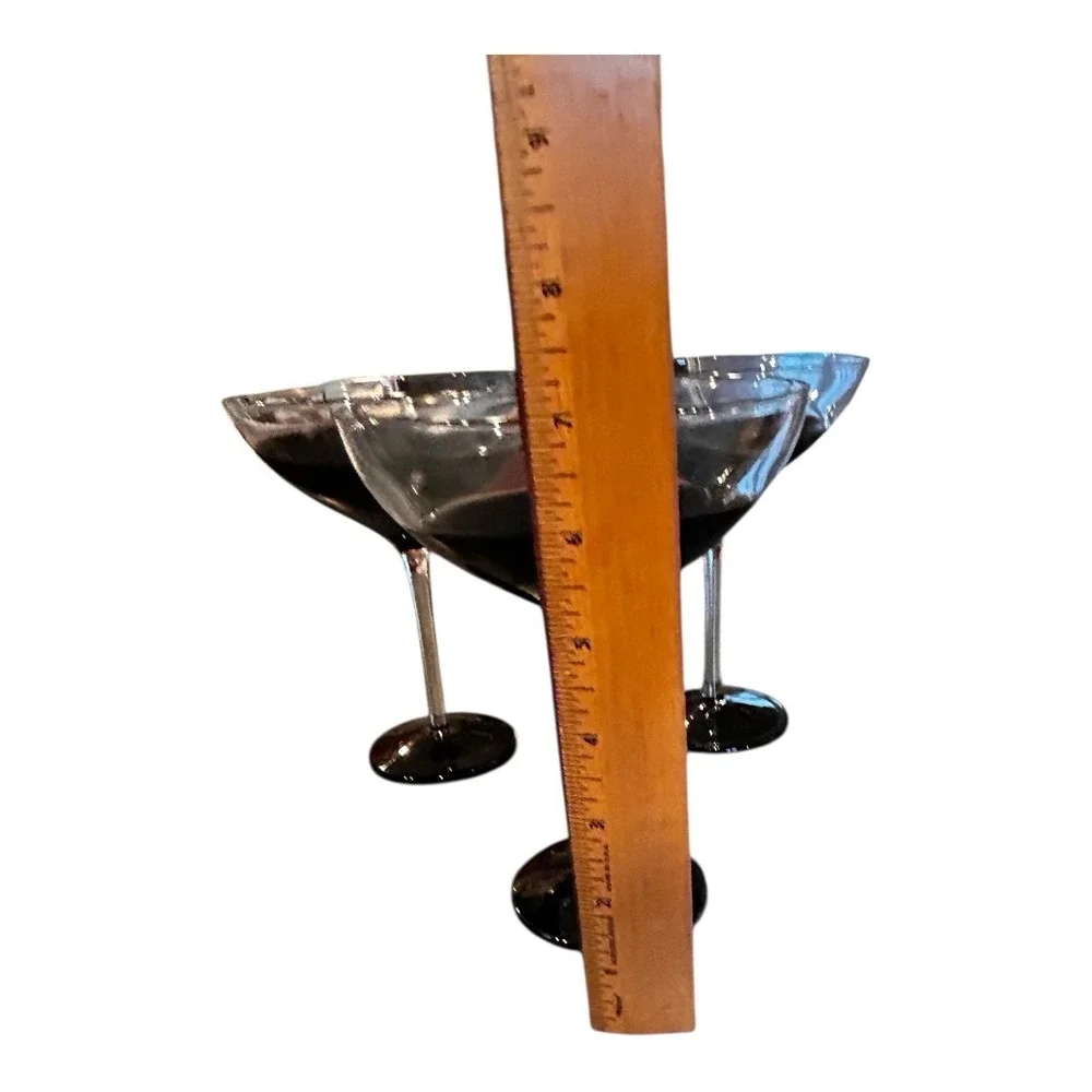Pier 1 Elemental Black Martini/Margarita Hand Blown‎ Glasses set of 3